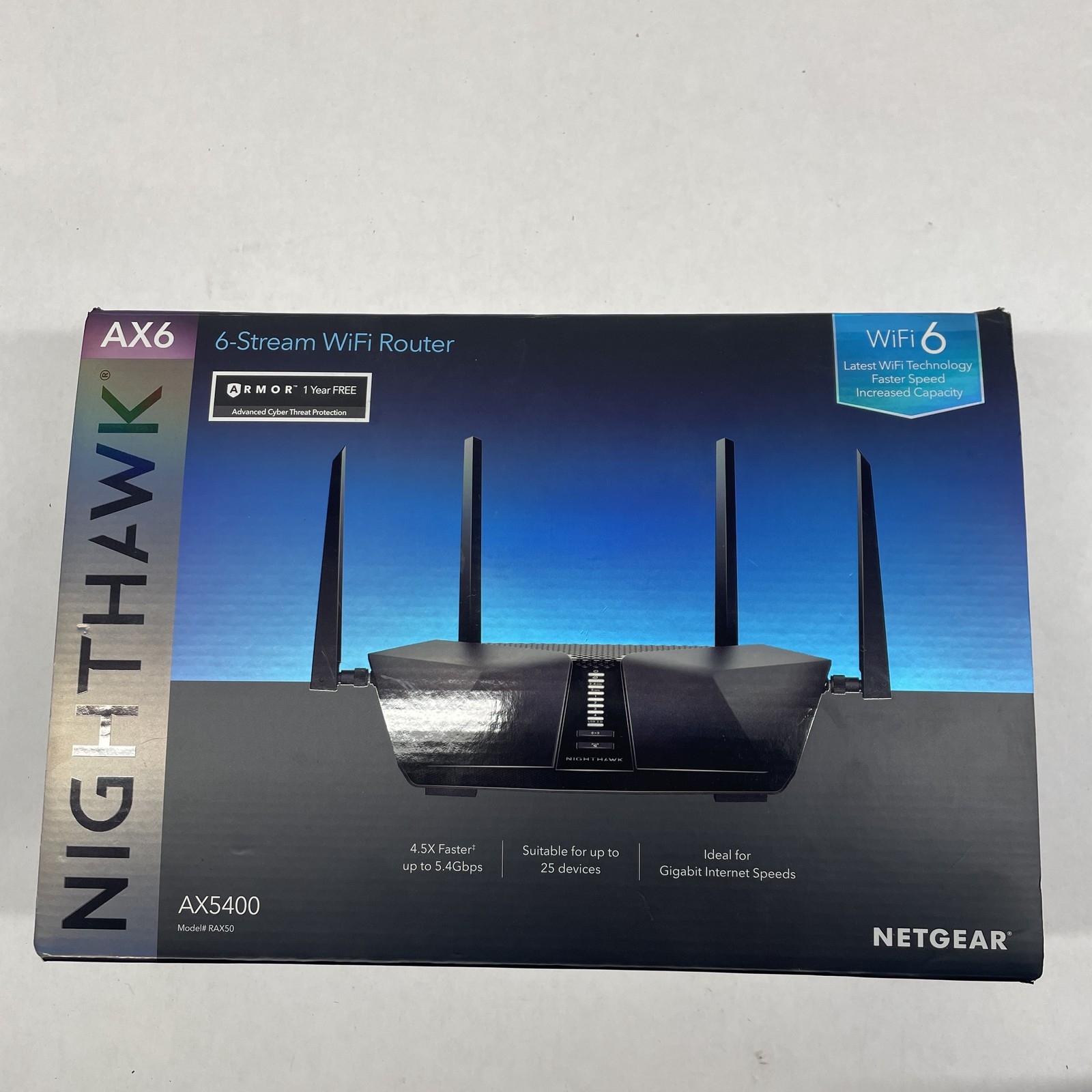 NETGEAR Nighthawk AX6 6-Stream AX5400 WiFi 6 Router RAX50 Long Range Router