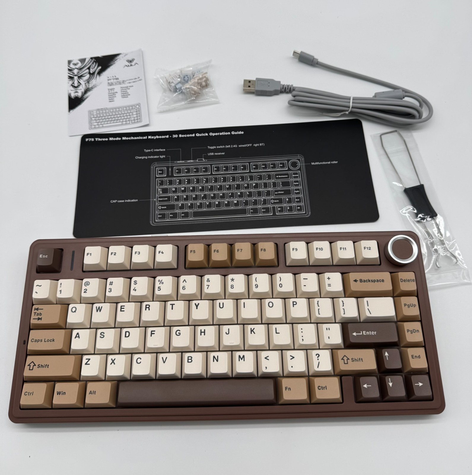 AULA F75 75% Wireless Mechanical Keyboard RGB Hot Swap BT 2.4GHz Brown