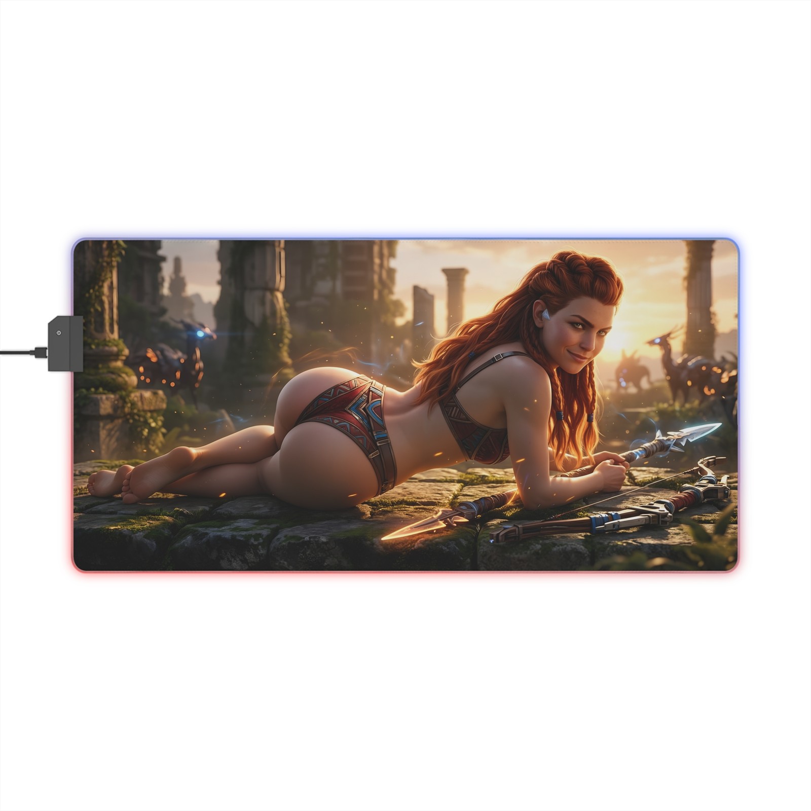 Horizon Mouse Pad, Aloy LED RGB Desk Mat, Gift for Gamer, Gaming Room Decor