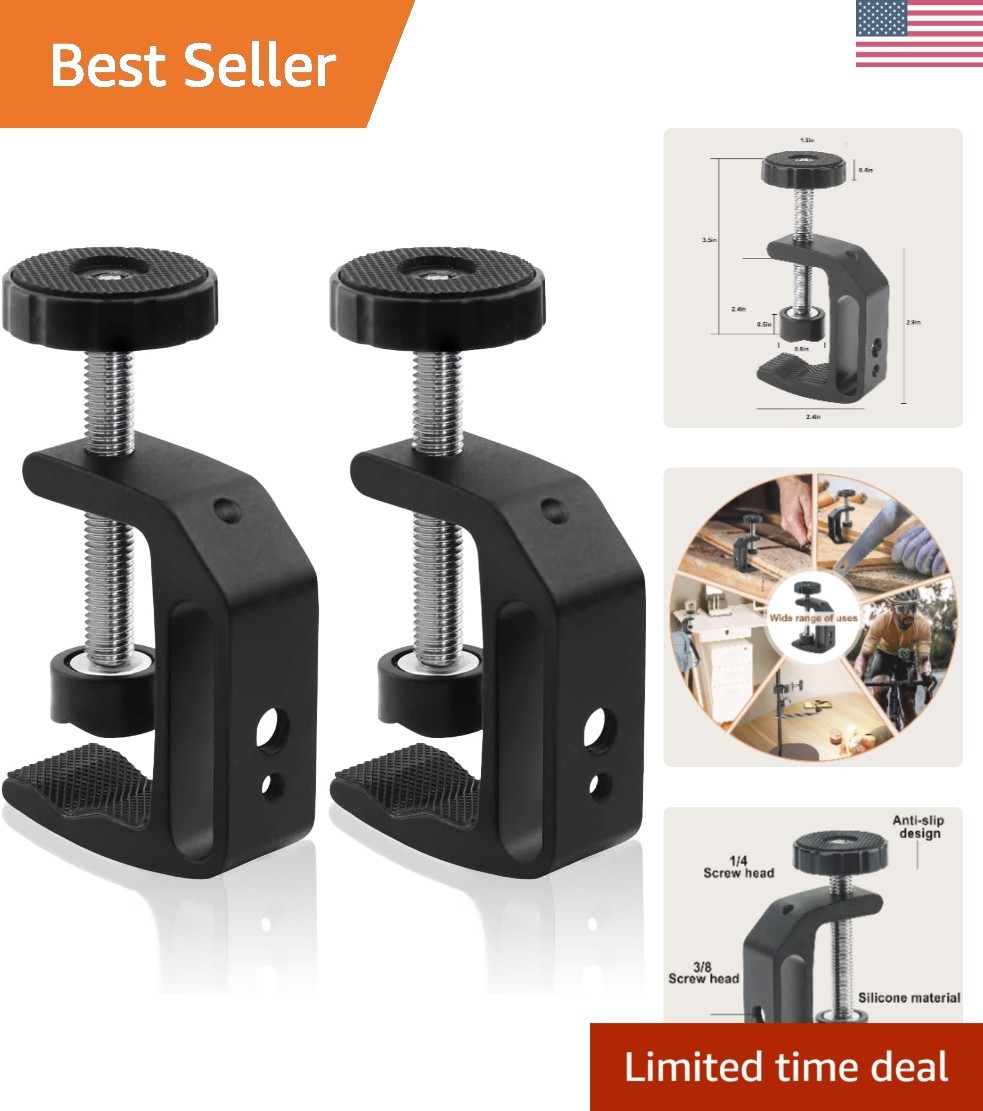 Multi-Purpose C-Clamp Set with Anti-Slip Pads for Crafting & Worktables