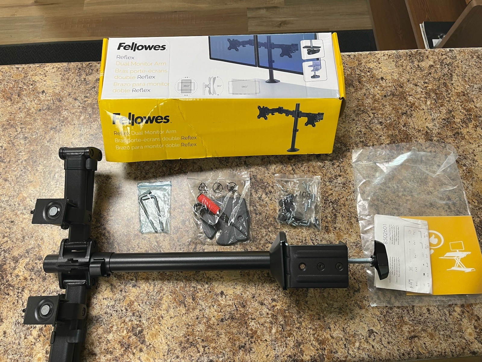 Dual Monitor Arm Stand, Adjustable, 27" Monitor - Fellowes 8502601 Reflex