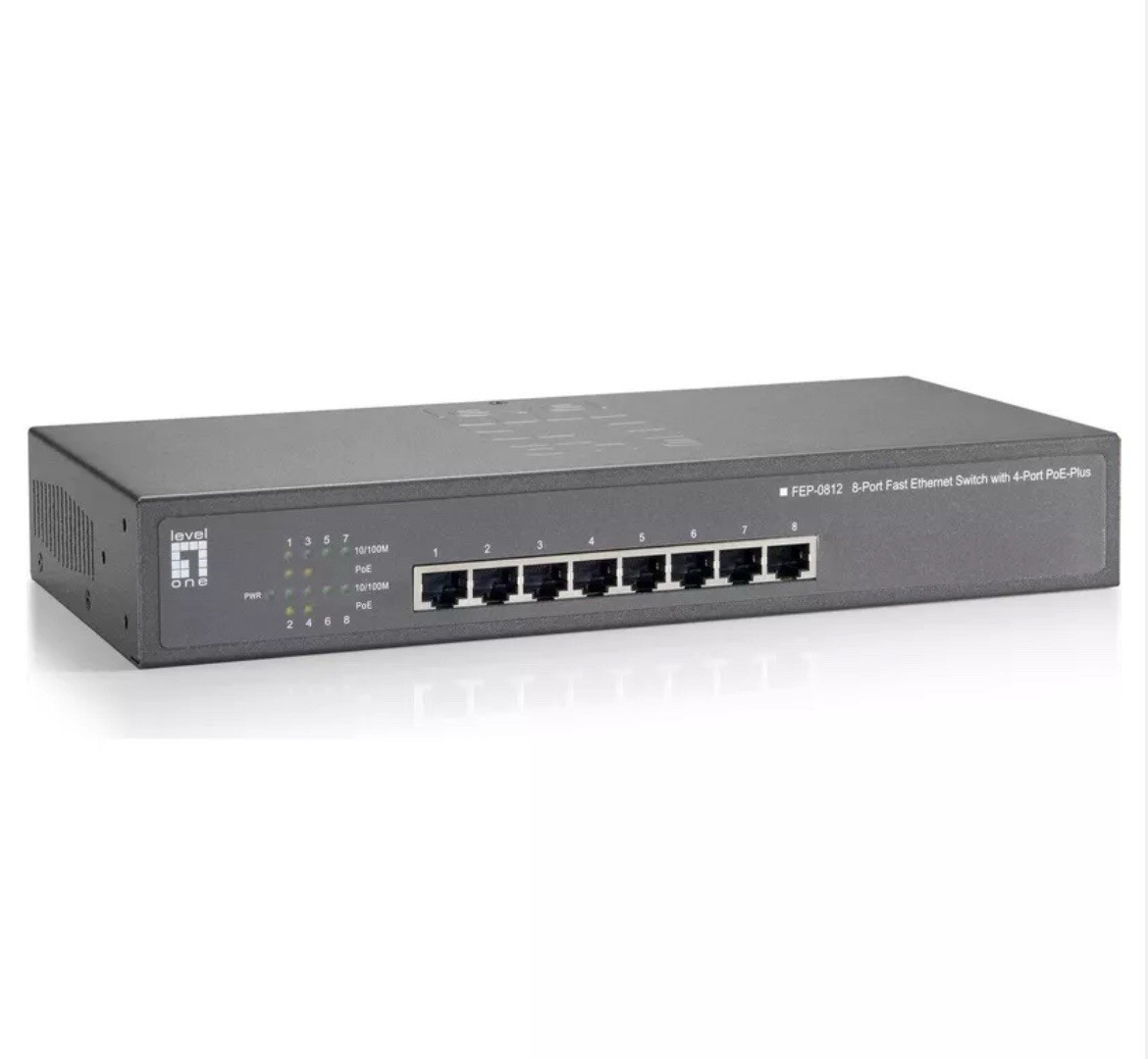 NEW 8-Port PoE 100 Mbs Fast Ethernet PoE Switch, 120W LevelOne M