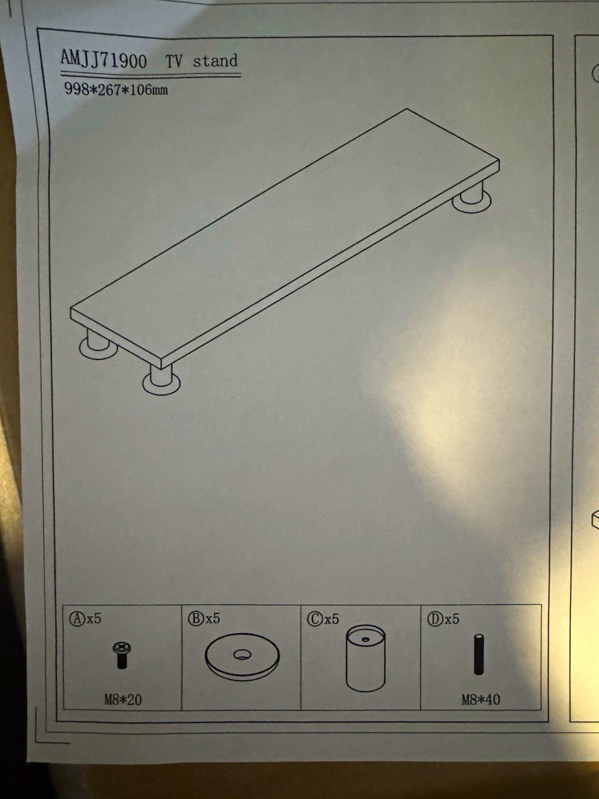 TV or Computer Monitor Stand Black Non-Slip Fixed Riser 39.3x10.5x4in