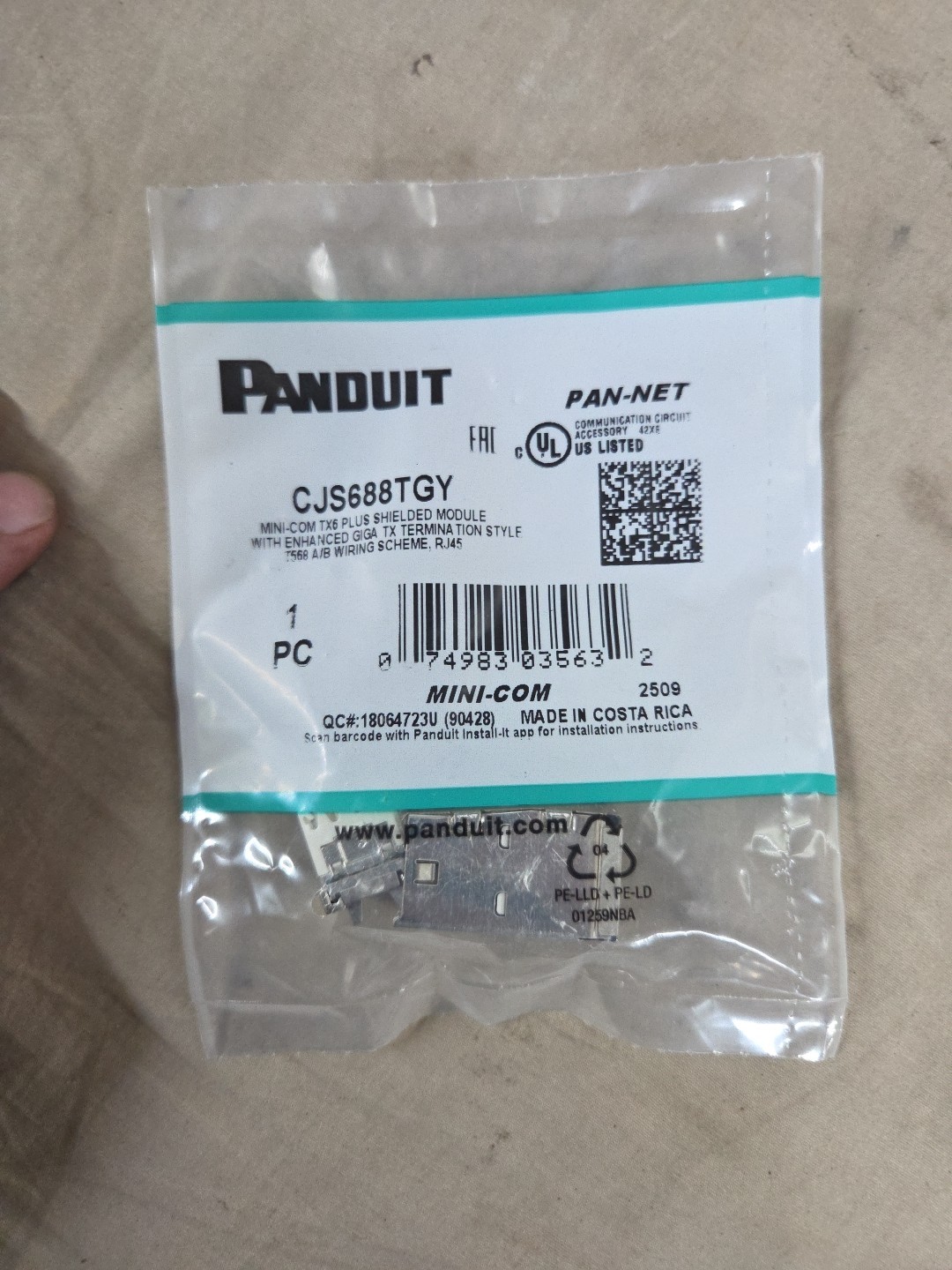 Panduit CJS688TGY Cat6 Shielded Mini-Com Jack ~STSI  