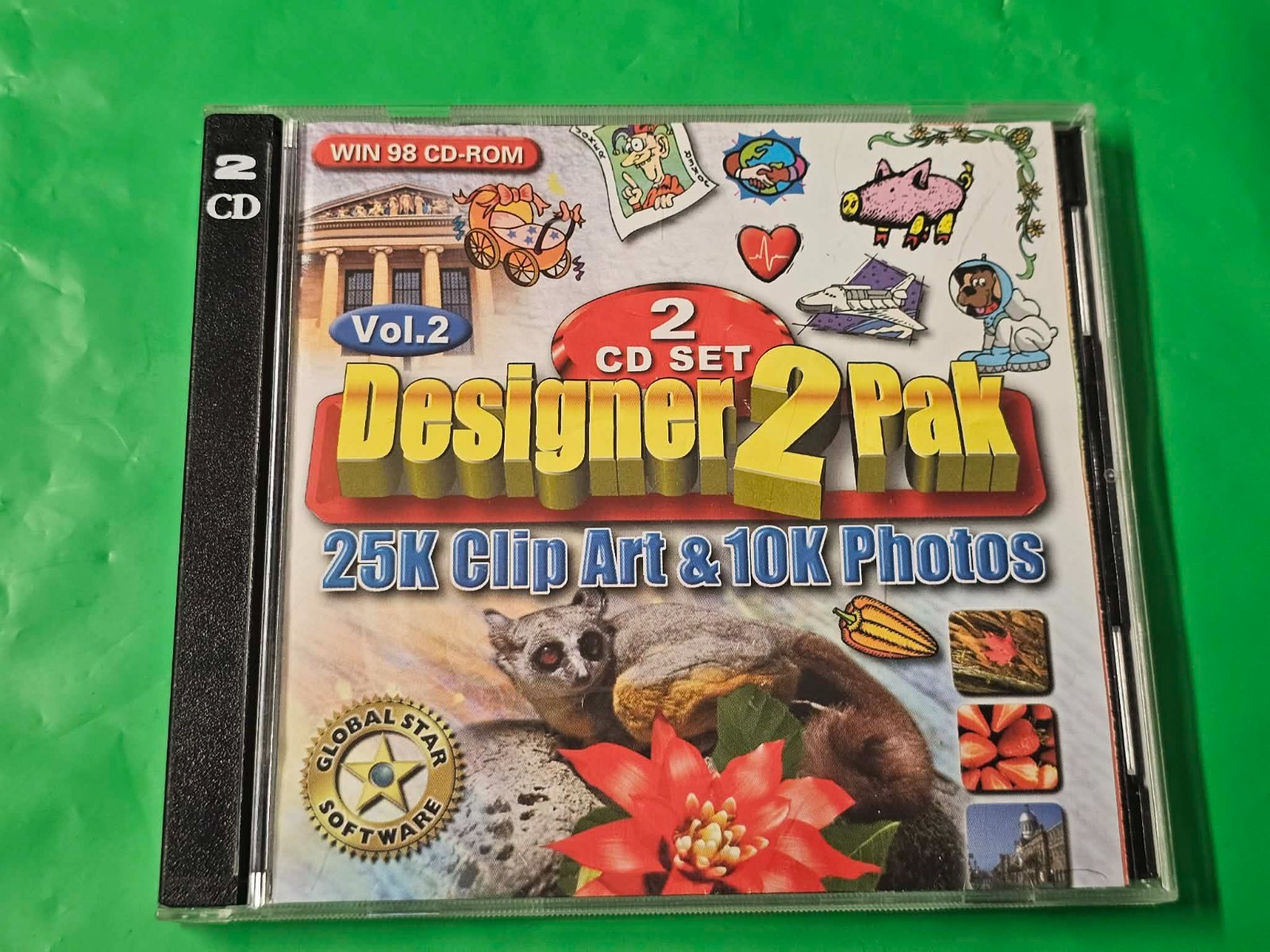 Designer 2 Pak 25K Clip Art & 10K Photos Win 98 CD -Rom 