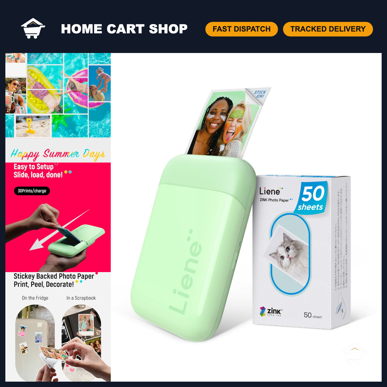 Mini Portable Instant Photo Printer 2x3” Bluetooth 5.2, 50 Zink Adhesive Paper,