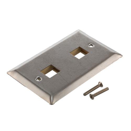(1-PACK) NETWORX WP-S02SS 2 PORT STAINLESS STEEL WALL PLATE. NIB.