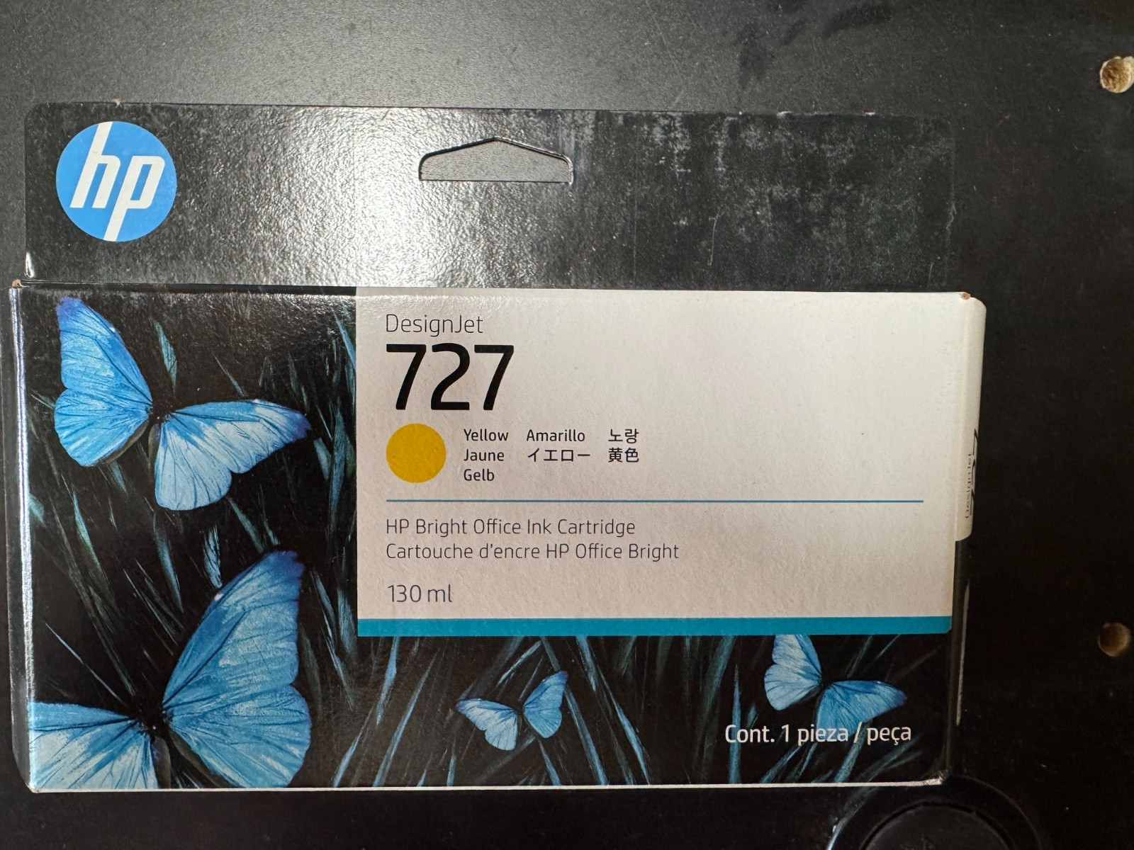NEW OEM HP DesignJet 727 Yellow 130ML B3P21A - EXP Aug 2027