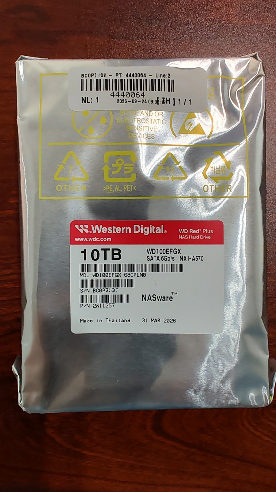 Western Digital WD Red Plus 10TB Internal Hard Drive WD100EFGX FACTORY SEALED