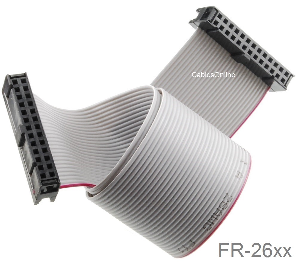 26-Pin (2x13) Female/Female 2.54mm-Pitch 26-wire IDC Flat Ribbon (Multi-Length)