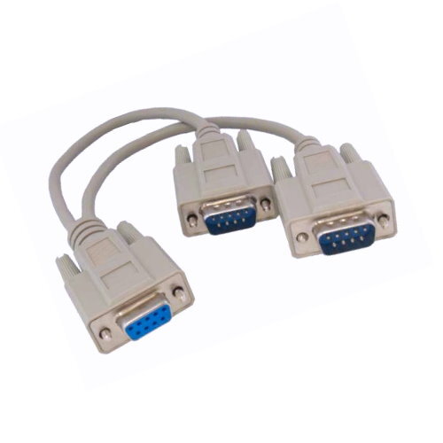 [10X] 6" DB9 9Pin Female to 2-DB9 Male Serial Y Cable 28AWG Shielded Straight