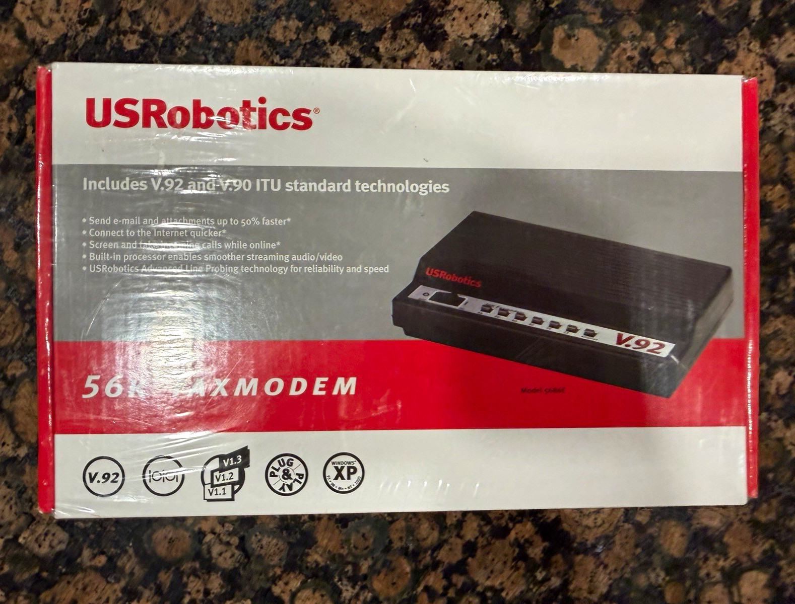 USRobotics 56K Faxmodem V.92/V.90 Dial-Up Modem Black RJ-11 5686E