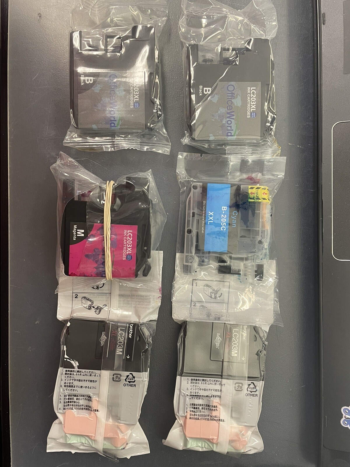 Lot of LC203 ink  Brother printer (mixed brand/compatible)  Black/Magenta/Cyan