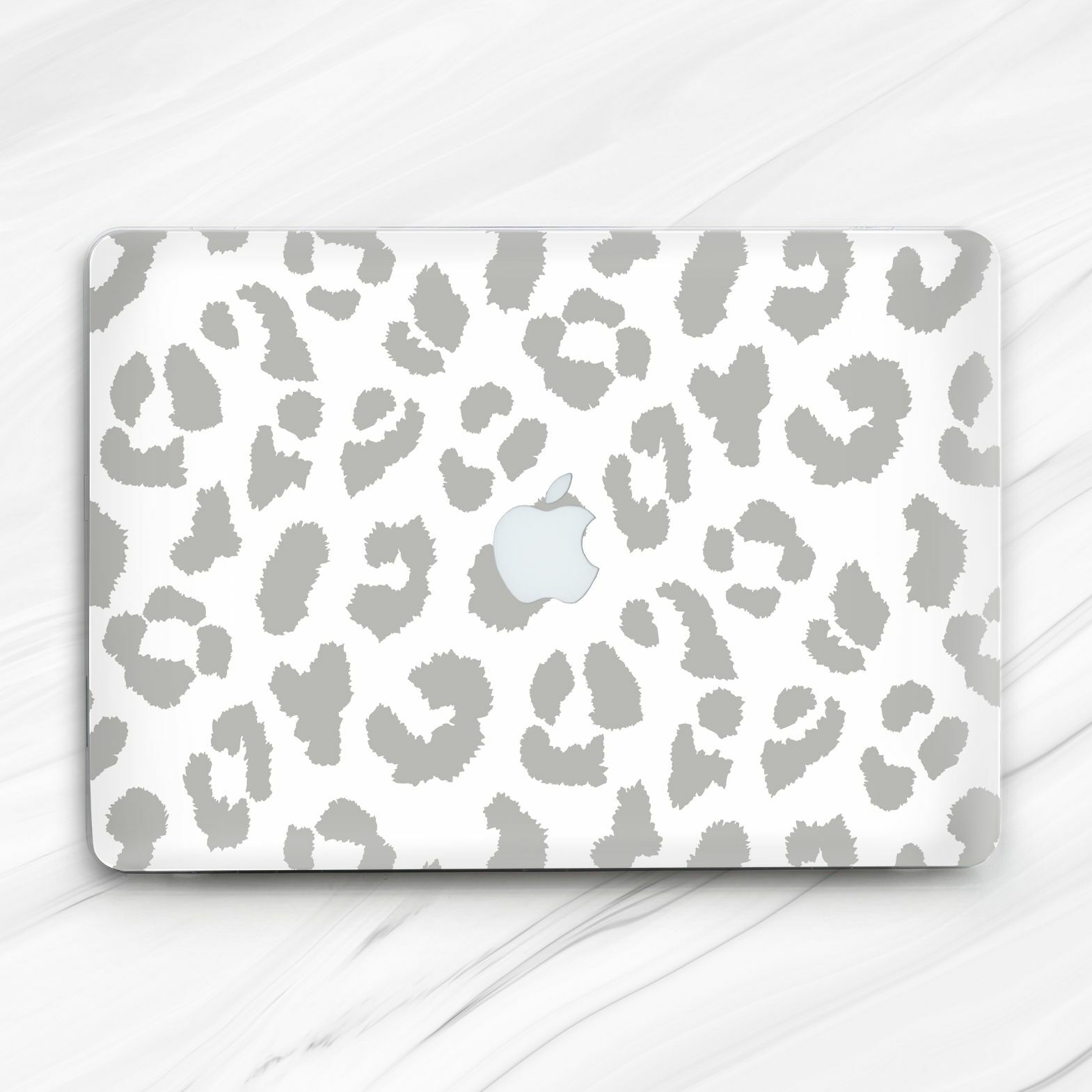 Light Grey Leopard Print Aesthetic Hard Case For Macbook Air 13 15 Pro 16 14 Neo