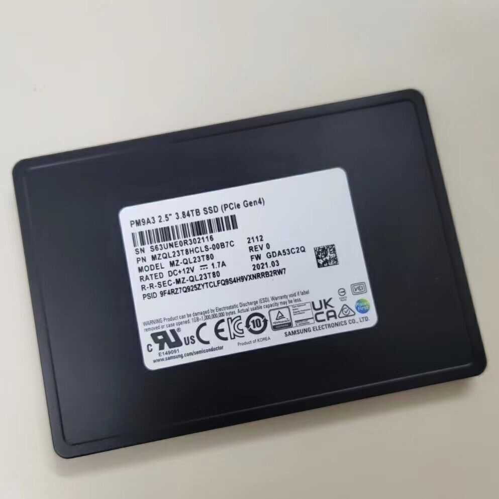 Samsung PM9A3 3.84TB SSD 2.5'' PCie Gen4 U.2 MZ-QL23T80 MZQL23T8HCLS-00B7C