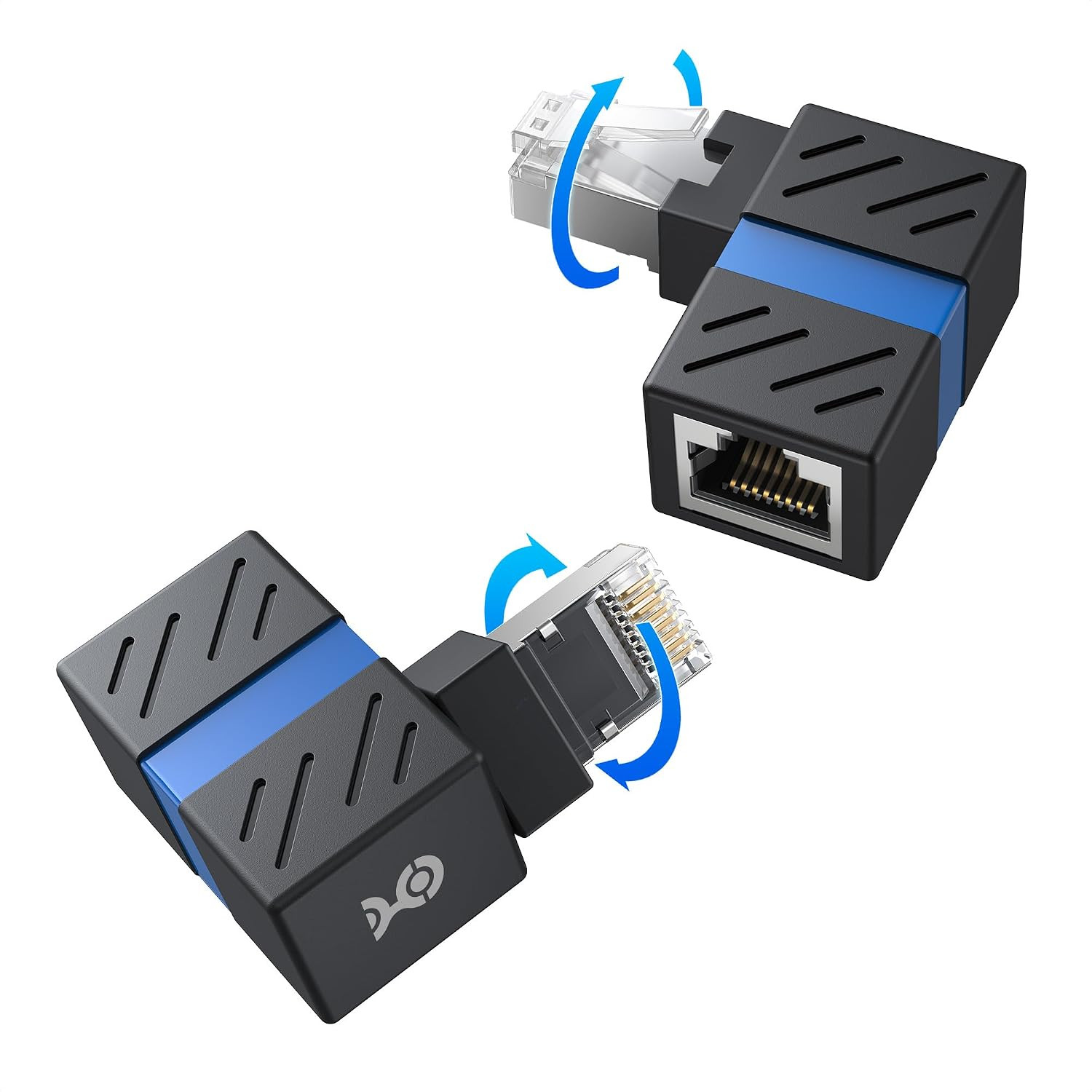 2-Pack 10Gbps 360° Rotatable Cat 6A Ethernet Adapter
