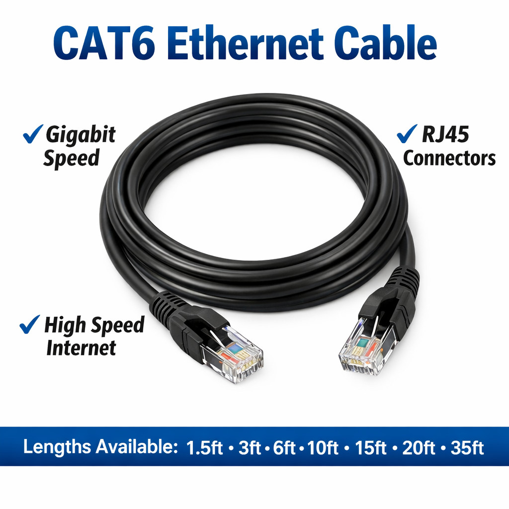 CAT6 Ethernet Cable RJ45 LAN Network Patch Cord High Speed Gigabit 1.5-35ft