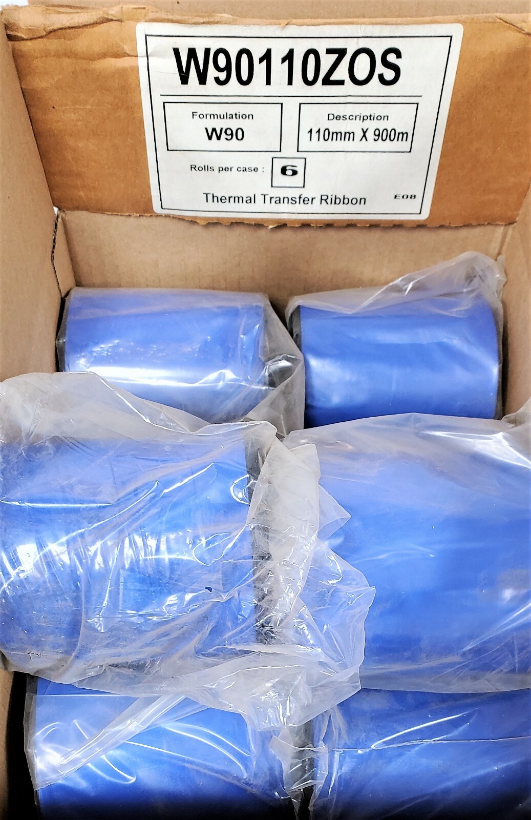 8 Rolls W90/B220 4.33"x2,953' Thermal Transfer Ribbon Label Wax/Resin Zebra[A4S3