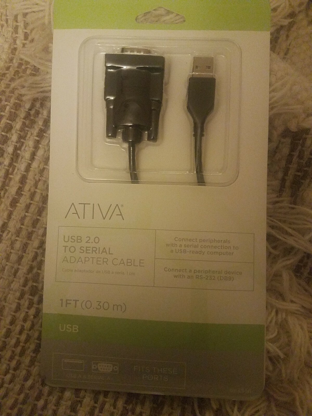 Ativa USB 2.0 To Serial Adapter Cable 1 Ft 