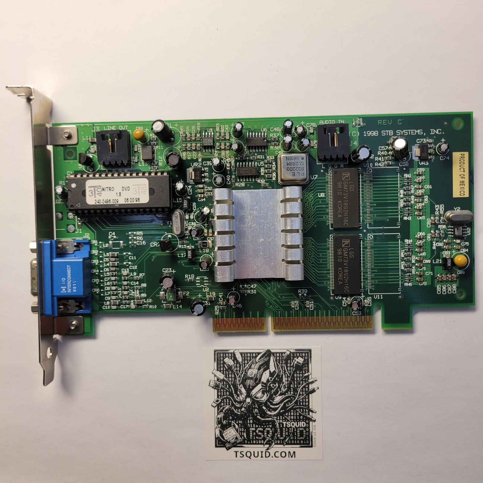 STB Systems Video Graphics Card 1X0-0645-305 Nitro DVD 1.8 AGP VGA 1998 Rev C