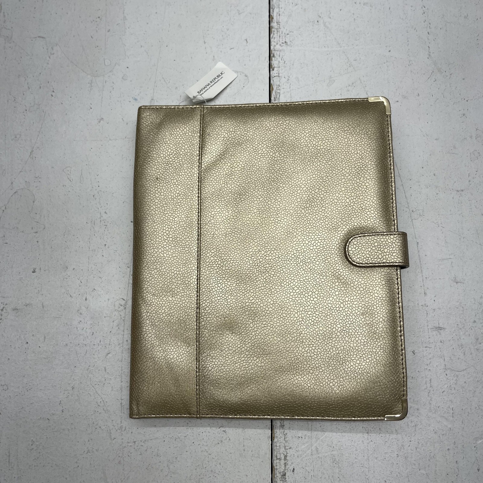 Banana Republic IPad Tablet Case Genuine Leather Gold Metallic Folio Cover