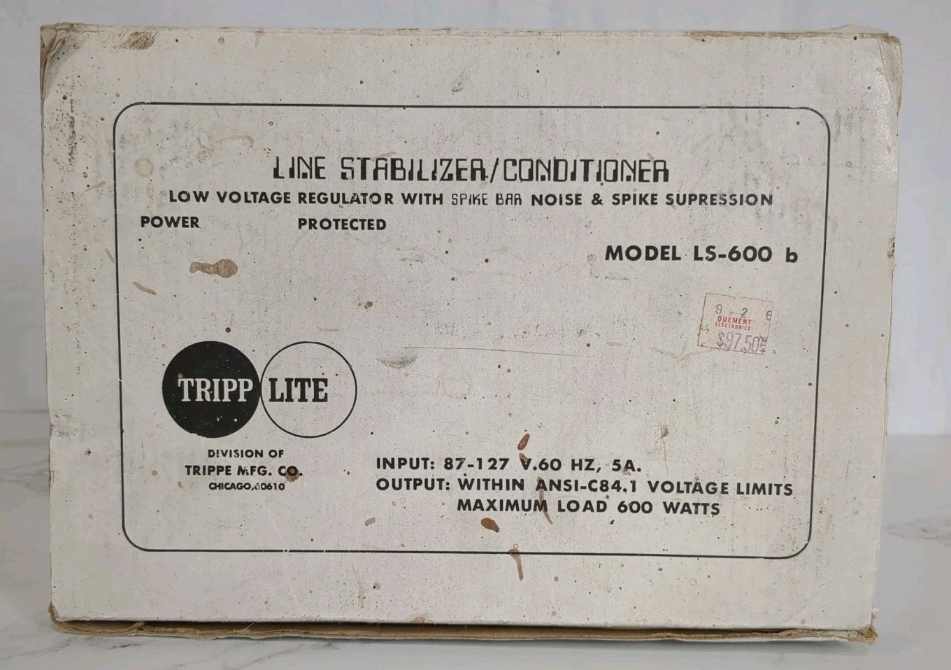 Tripp Lite Two Outlet Line Stabilizer Conditioner - Model LS-600 b - Tested