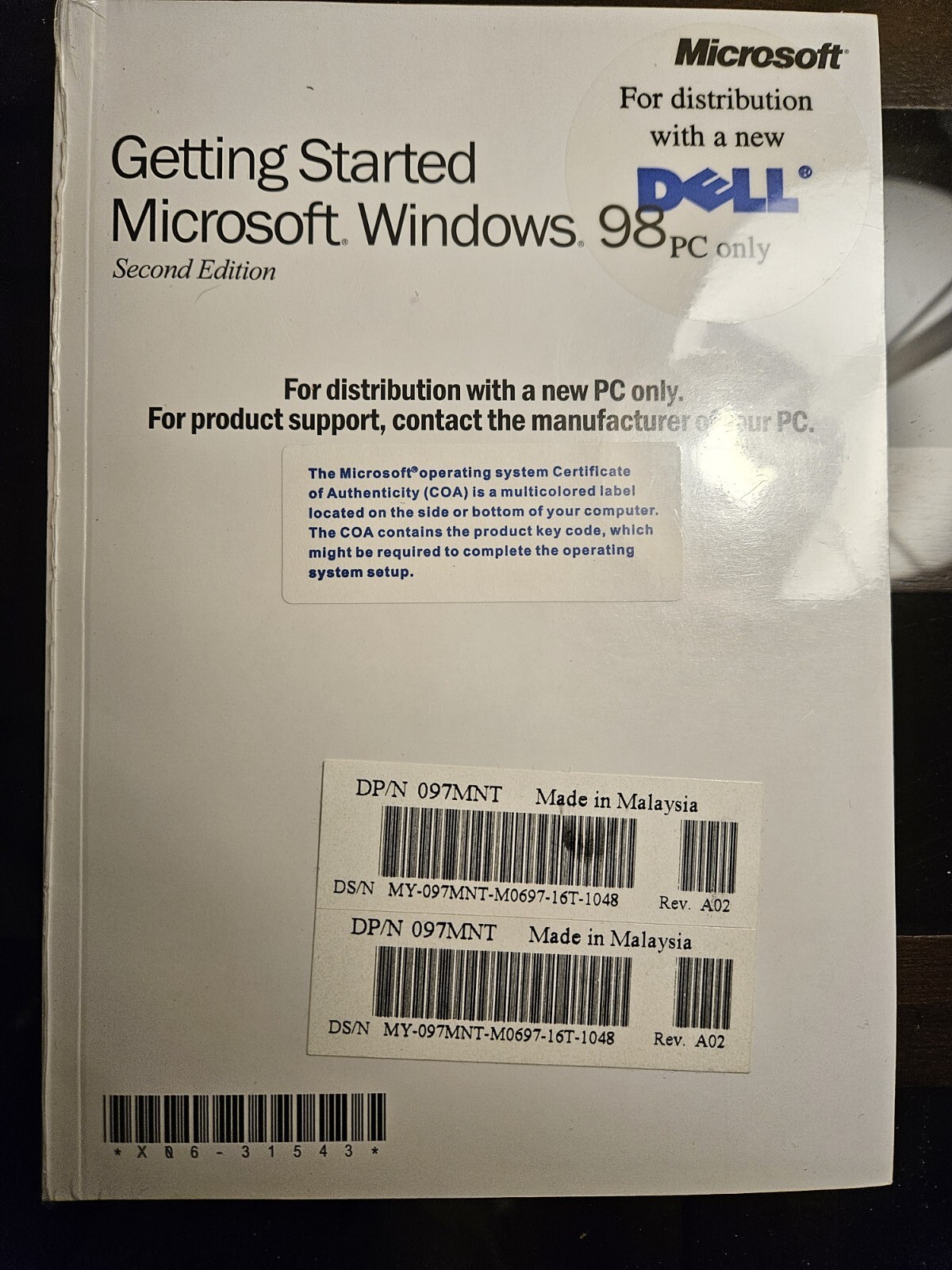 Vintage "getting started Microsoft windows 98 second edition" New with CD
