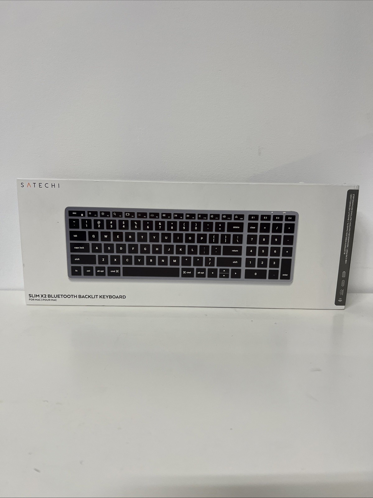New Satechi Slim X2 Bluetooth Backlit Keyboard For Mac Black Grey Wireless FX