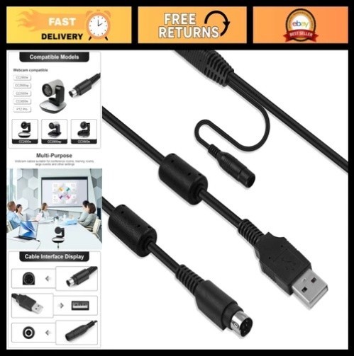 9.5FT Replacement USB Power Cable for Logitech PTZ Pro CC2900e 2900ep Webcam