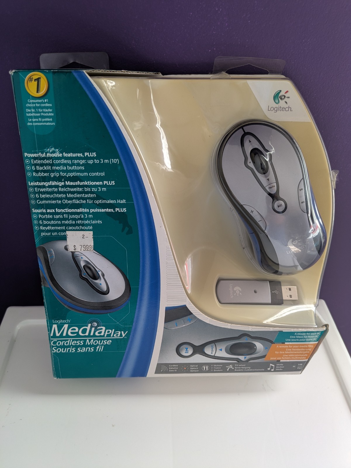 Logitech MediaPlay Cordless Mouse  11 Buttons Unused