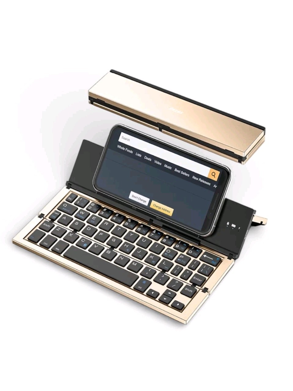 Geyes Foldable Bluetooth Keyboard Portable Folding Wireless Keyboard W/ Charger