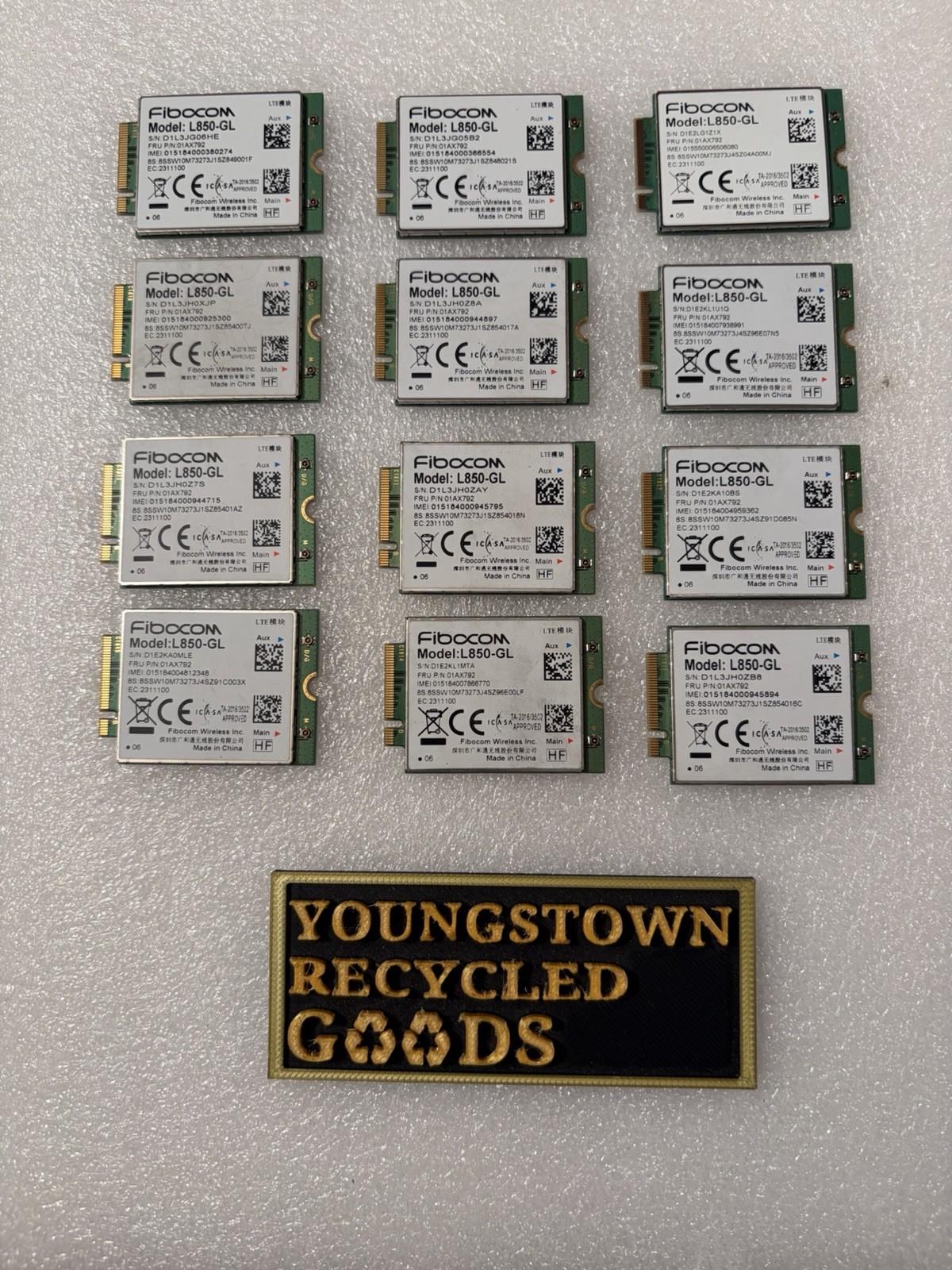 LOT OF 12 FIBOCOM L850-GL CAT9 M.2 4G LTE WWAN NETWORK CARDS FOR LENOVO 01AX792