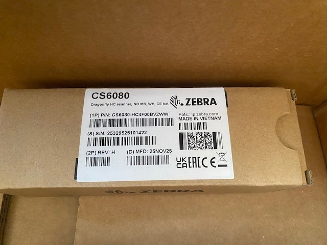Zebra CS6080 Dragonfly HC Barcode Scanner CS6080-HC4F00BVZWW + Cradle (NEW)