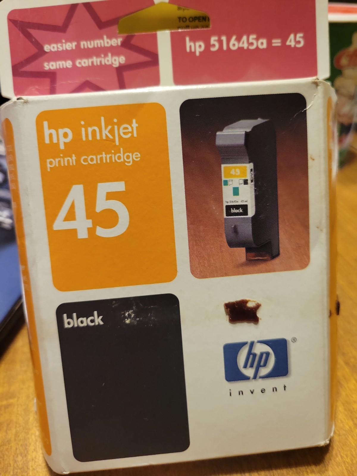 NEW SEALED EXPIRED HP 45 BLACK INKJET PRINTER CARTRIDGE 