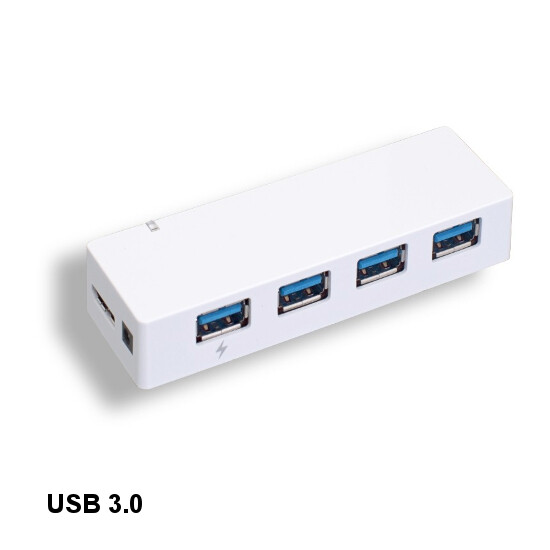 KNTK USB 3.0 4 Port Hub w/ Micro B 5Gbps Interface for PC Laptop Notebook White