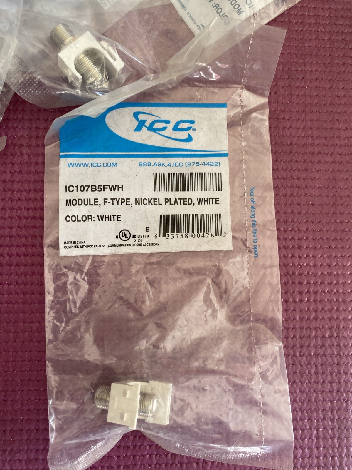 ICC IC107B5FWH F-Type Module - Nickel Plated White 9 Count