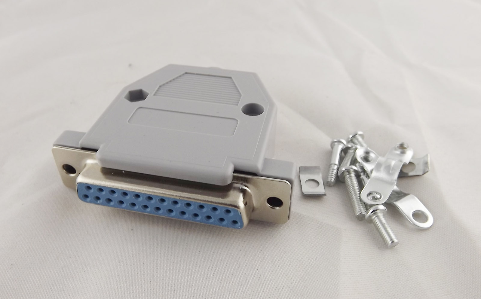 10x DB25 Female 25 Pin 2 Rows D-Sub Connector Grey Plastic Hood Cover Backshell