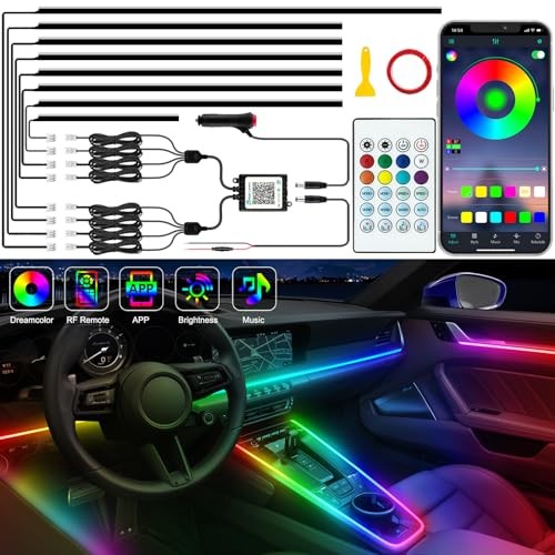 Interior Car LED Strip Lights, Acrylic LED Lights for Car with Dynamic