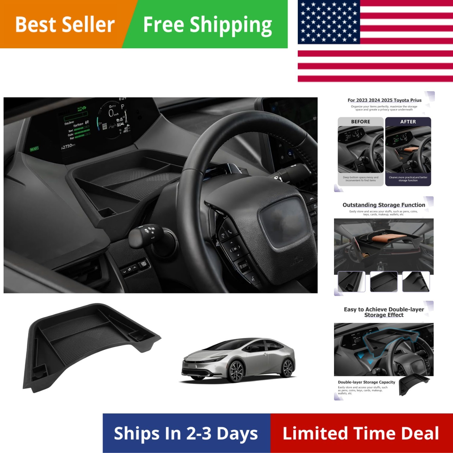 Upgrades] 2025 Prius Dashboard Storage Tray Compatible with 2023 2024 2025 20...