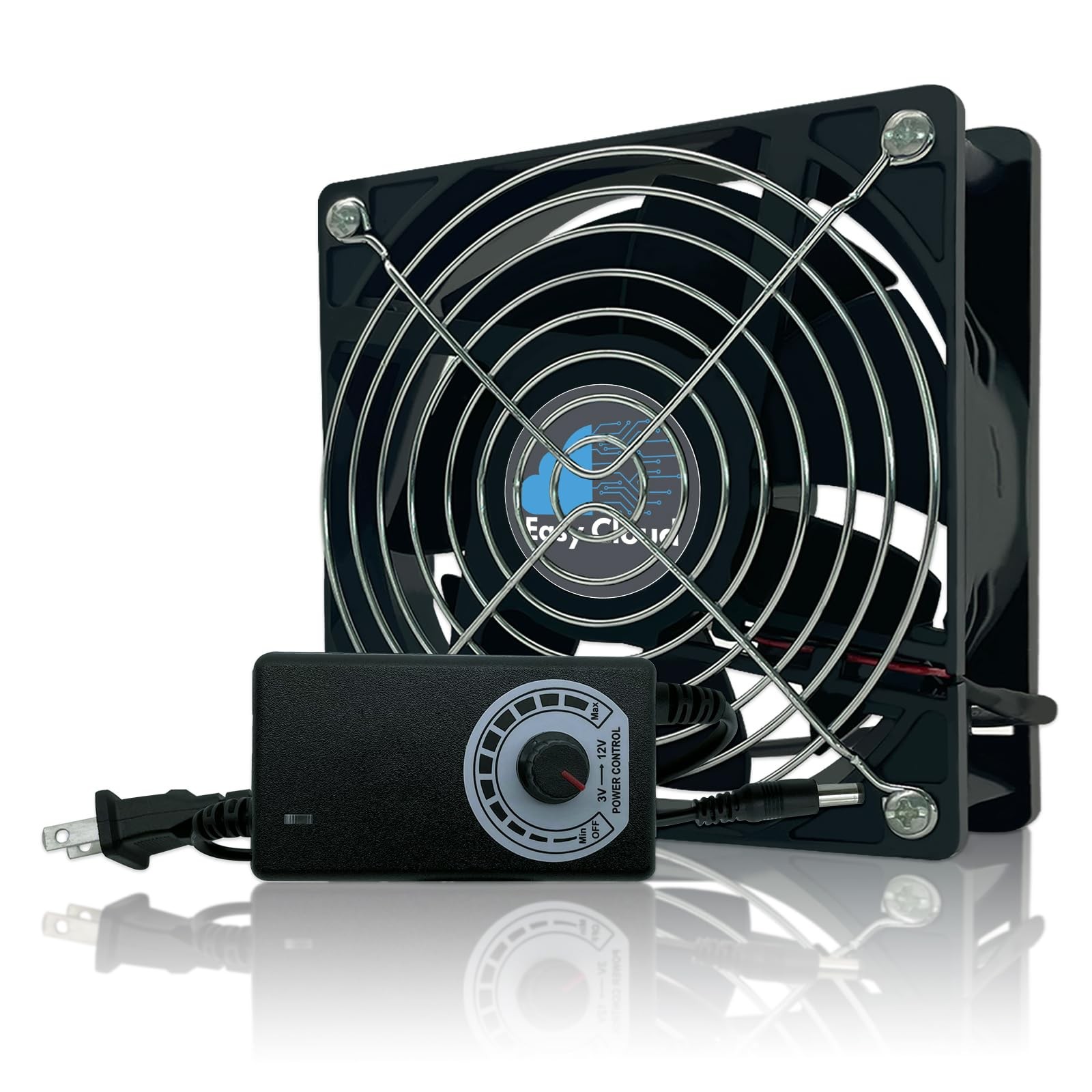 Computer Fan with AC Plug, 120mm Variable Speed Axial Muffin PC Fan with Cont...