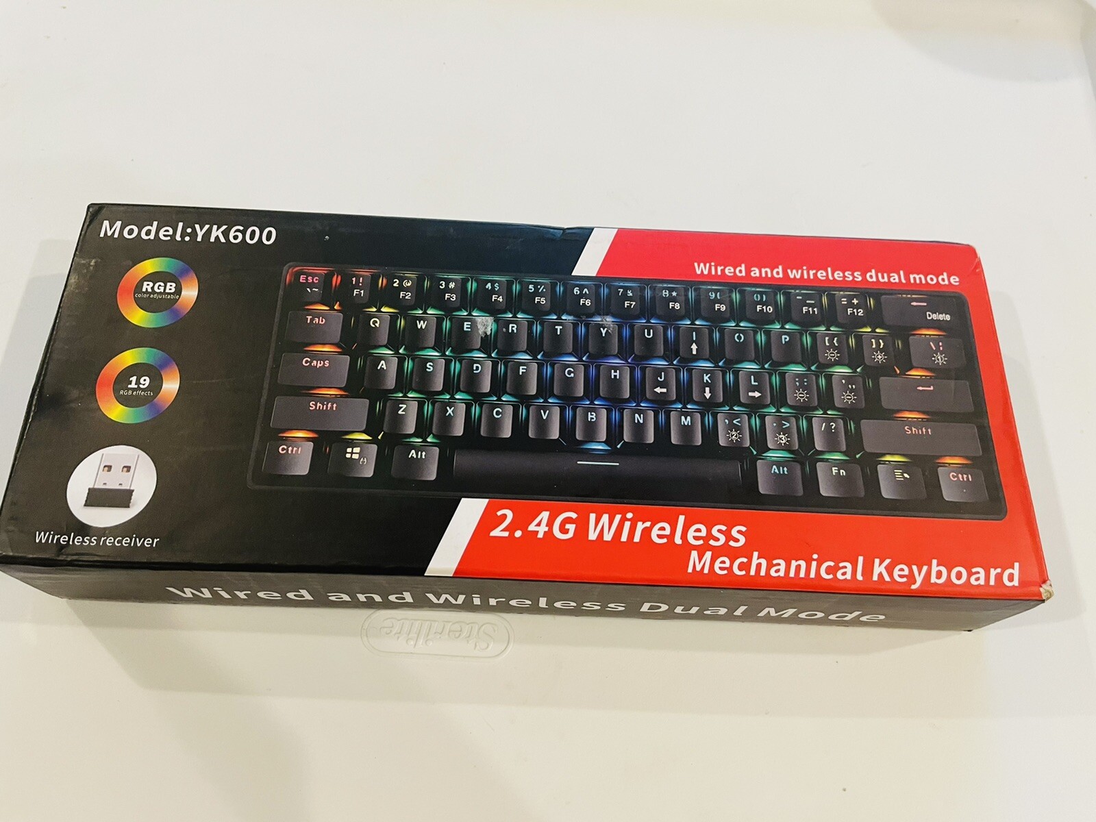 2.4Ghz Wireless/Bluetooth/Wired 60% Mechanical Keyboard,61 Key RGB Hot Swappable