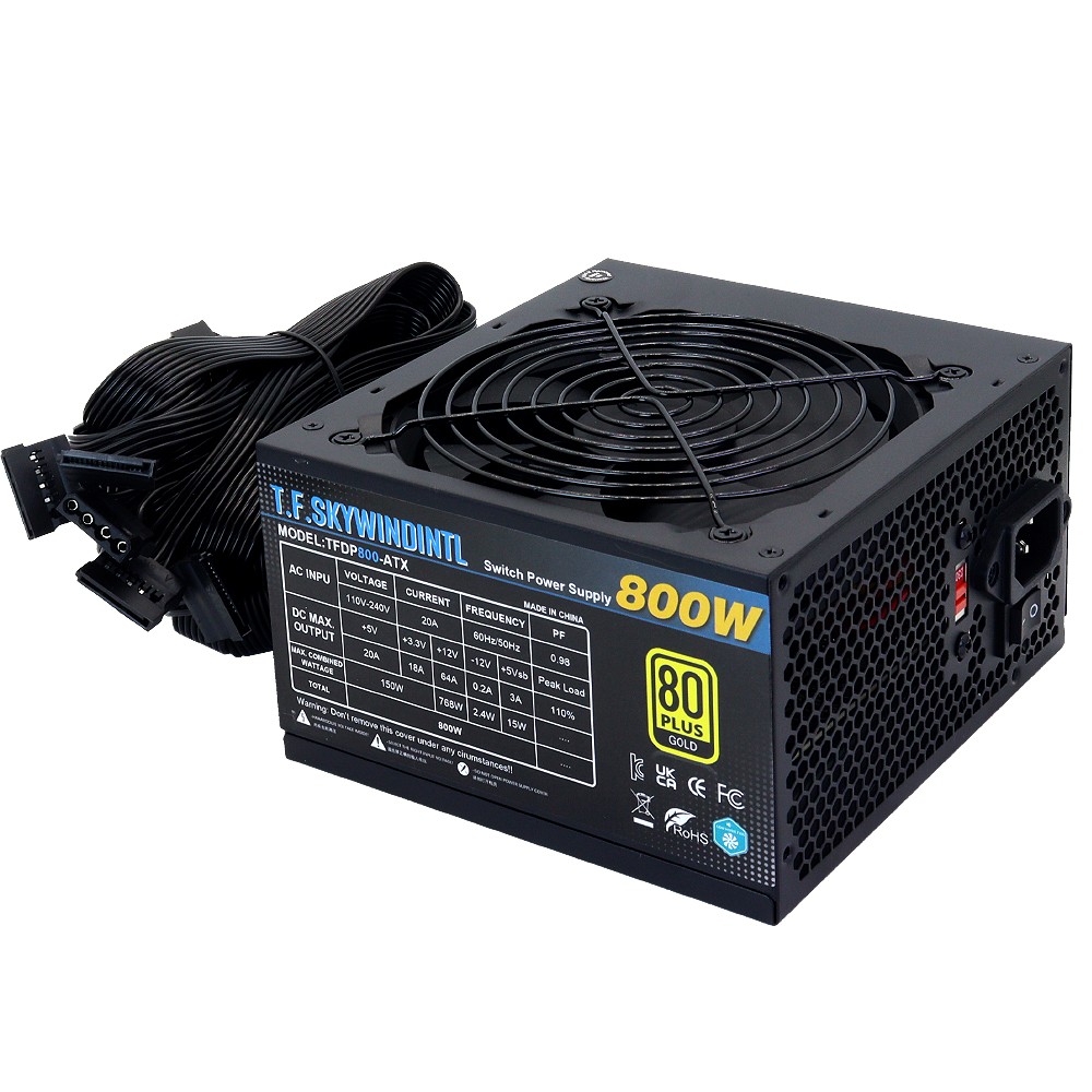 Hot TFDP 800W ATX Non-Modular Power Supply 90 PLUS Gold Silent Fan Connectors