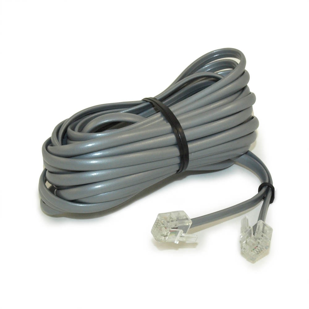 25Ft RJ11 Modular Telephone Cable  (6P4C 4 Conductor/2 Lines Reverse for Voice