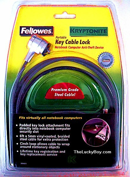 BEST LAPTOP PORTABLE CABLE LOCK * KRYPTONITE / FELLOWES * NEW * LOW PRICE 