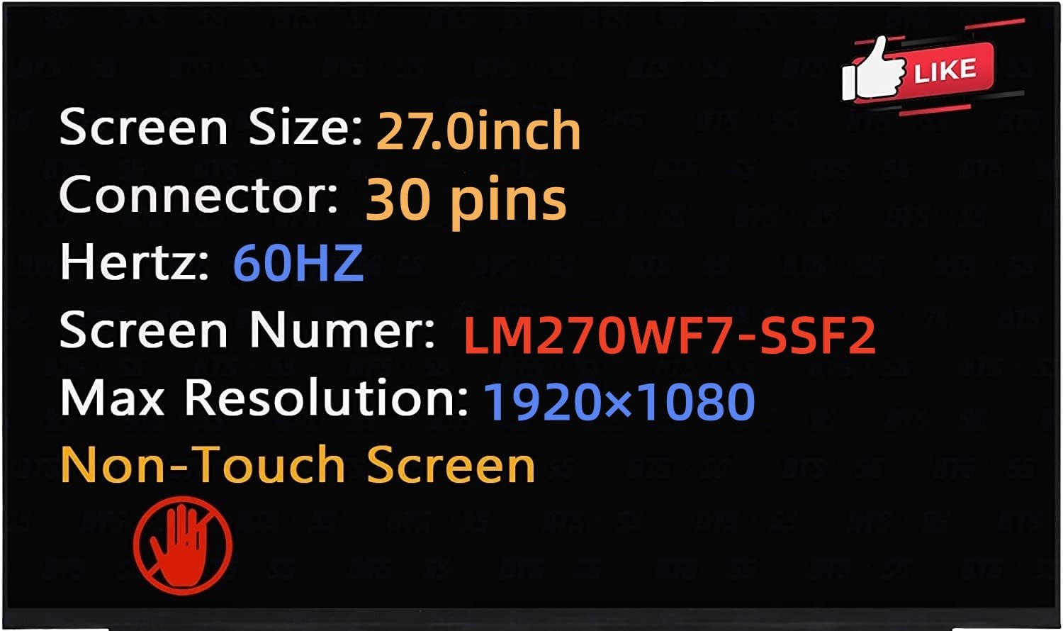 LM270WF7-SSF2 LM270WF7 (SS)(F2) 27.0" FHD LCD Screen Display Non-Touch New