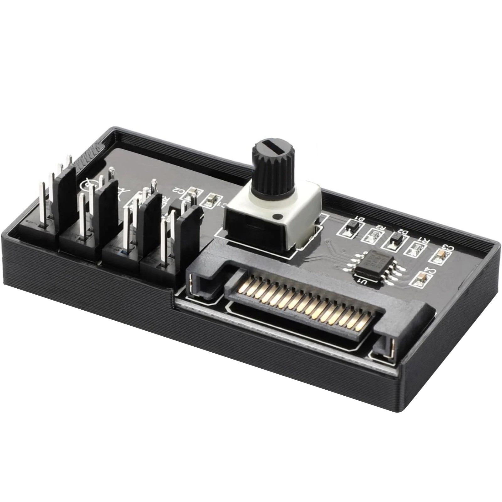 SATA Powered 4 Pin PWM Fan Controller Hub 12V 60W Adjustable PC Build Cooling