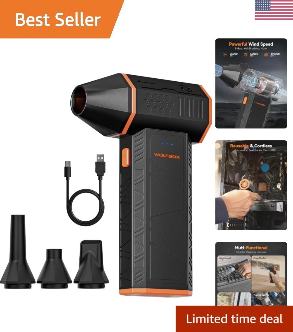 Portable MegaFlow 50 Compressed Air Duster - 3-Gear Adjustable & Lightweight