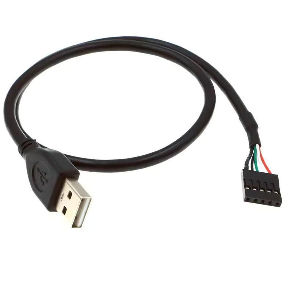 USB 2.0 Header Cable 20In Dupont 5-Pin to USB-A Male