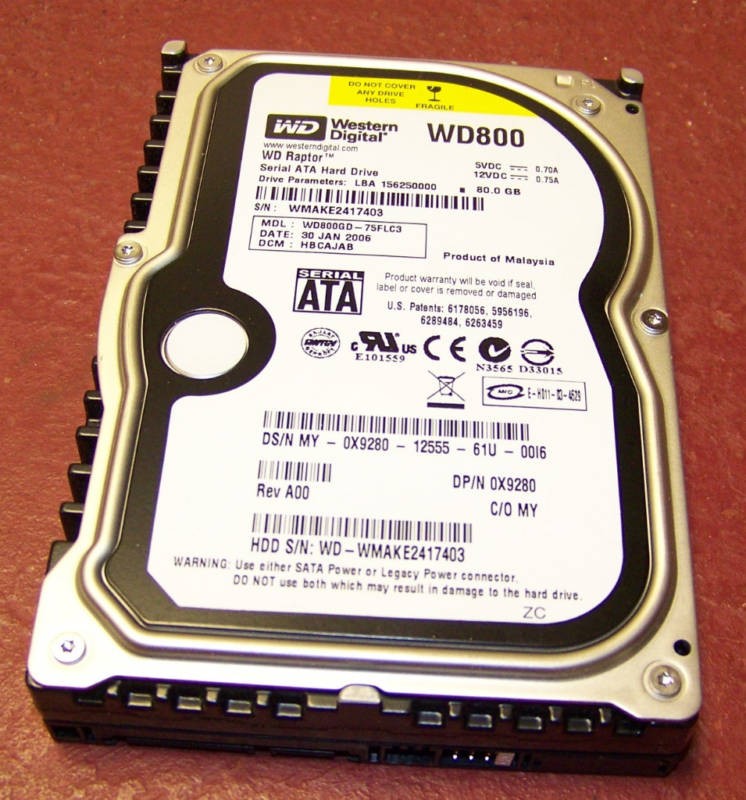 Dell X9280 Raptor 80GB SATA HD 3.5 in,10K RPM, 16MB Cache Tested Working