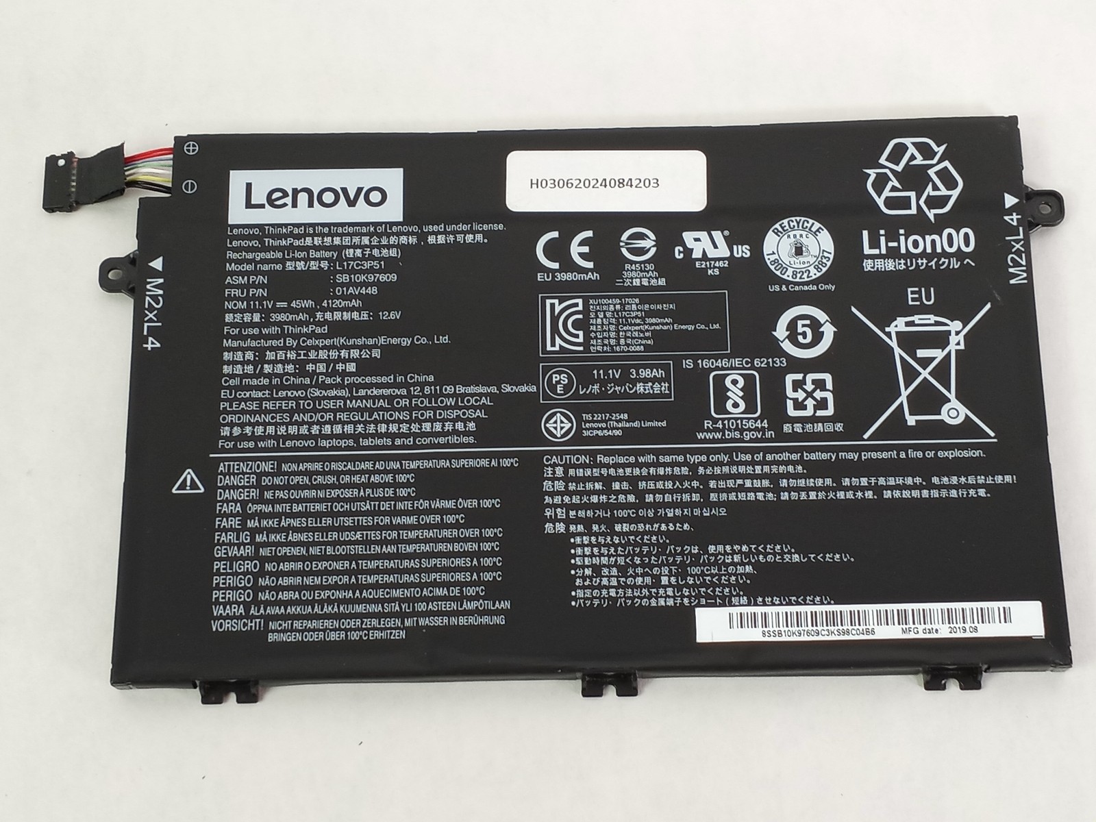 Lenovo 01AV448 3980mAh 3 Cell Laptop Battery for ThinkPad E480 / E590
